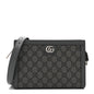 GG Supreme Monogram Textured Dollar Calfskin Web Small Ophidia Shoulder Bag  Grey Black Graphite Grey