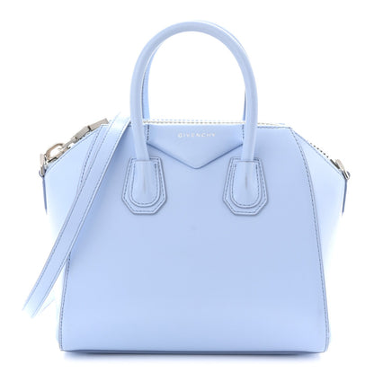 Shiny Lord Calfskin Mini Antigona Baby Blue