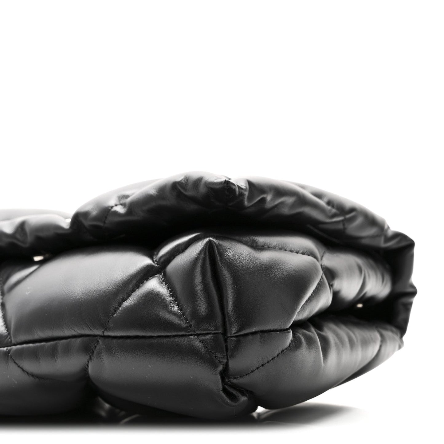 Nappa Calfskin Quilted Touch B Puffy Clutch Black
