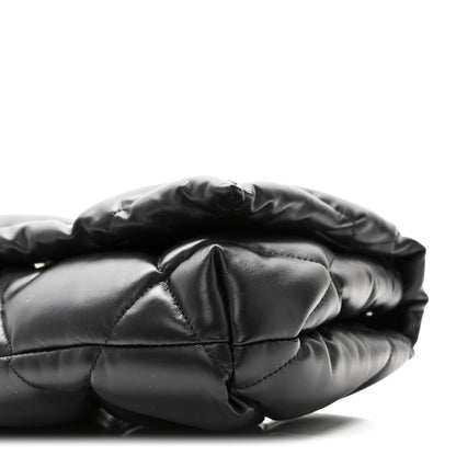 Nappa Calfskin Quilted Touch B Puffy Clutch Black