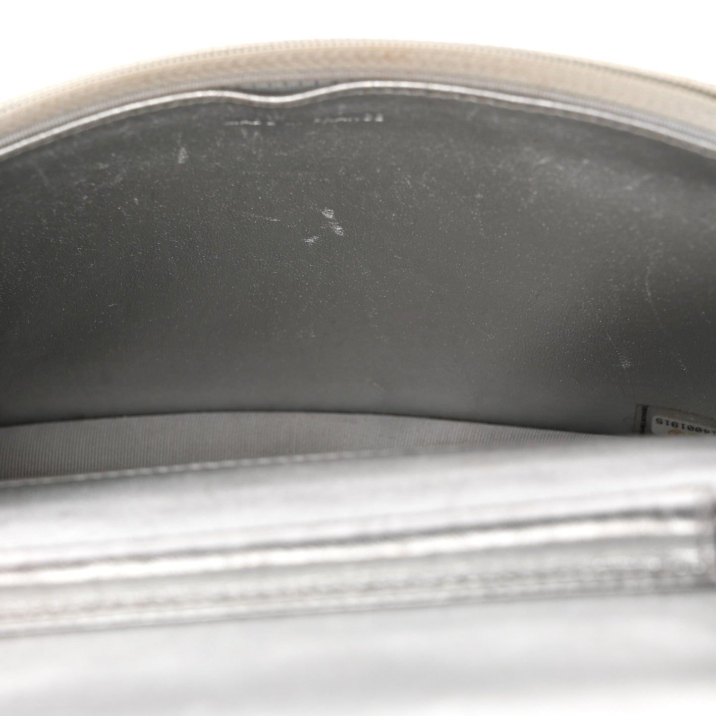 Metallic Lambskin Quilted Wallet On Chain WOC Silver