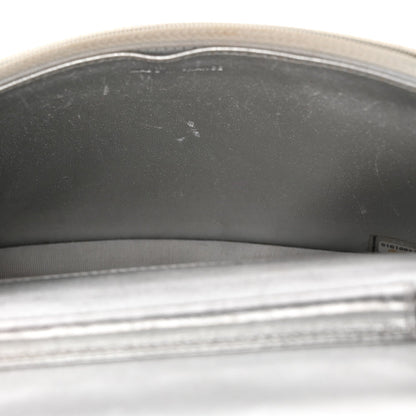 Metallic Lambskin Quilted Wallet On Chain WOC Silver
