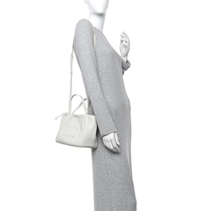 Calfskin Cuir Small Triomphe Cabas Drawstring White