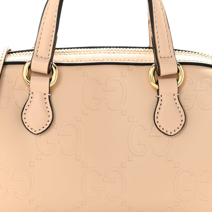 Gilbert Calfskin Jumbo GG Embossed Super Mini Top Handle Bowler Bag Beige