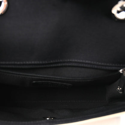 Aged Calfskin Grosgrain Quilted Chain CC Flap Ivory Black