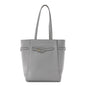 Calfskin Voyou Small North South Tote  Light Grey