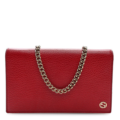 Dollar Calfskin Medium Betty Chain Wallet Red
