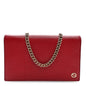 Dollar Calfskin Medium Betty Chain Wallet Red