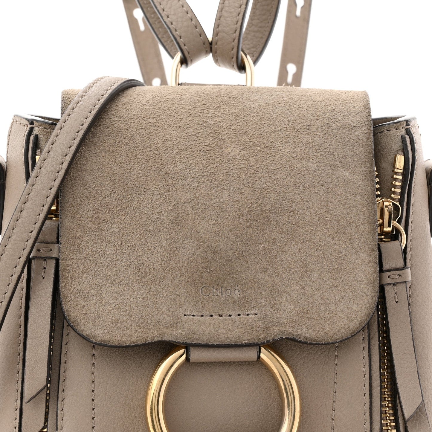 Suede Calfskin Mini Faye Backpack Motty Grey