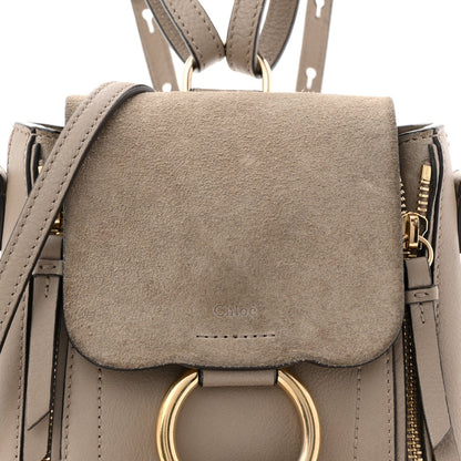 Suede Calfskin Mini Faye Backpack Motty Grey