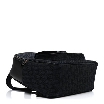 Oblique Jacquard Saddle Zip Backpack Black