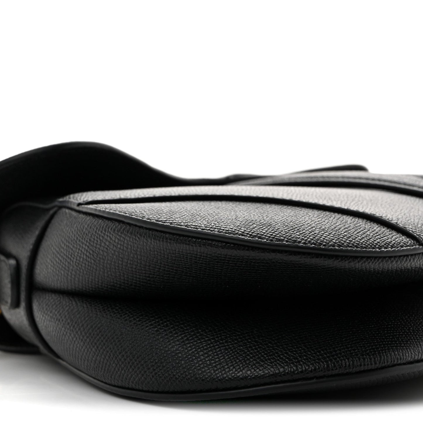 Grained Calfskin Saddle Bag With Strap Black