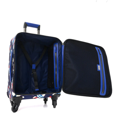 Nylon Airline Printed Coco Case Trolley Blue Red White