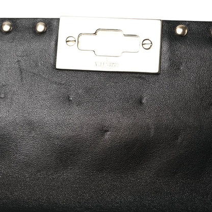 Patent Medium Rockstud Spike Shoulder Bag Black