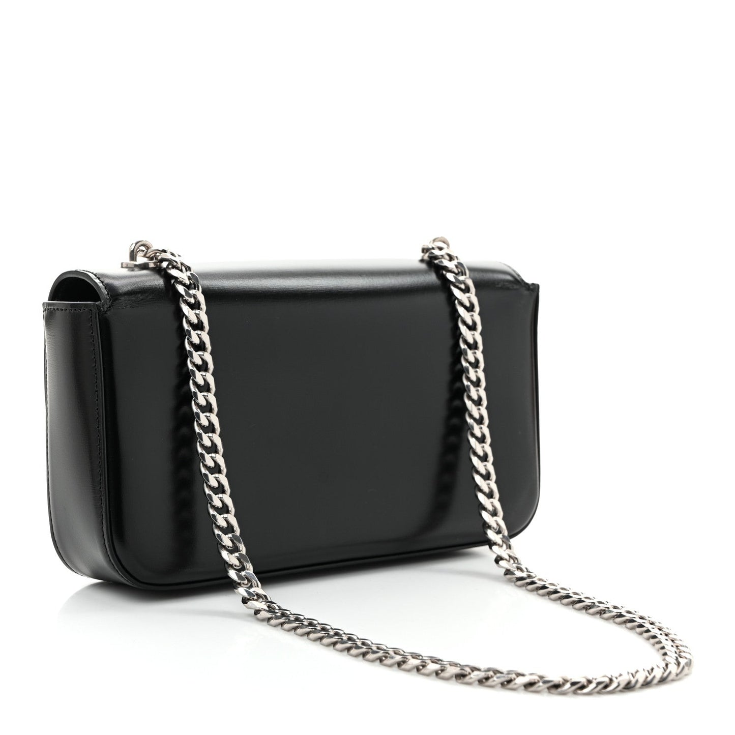 Shiny Calfskin Triomphe Chain Shoulder Bag Black
