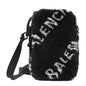 Faux Fur Diagonal Logo Explorer Crossbody Pouch  Black White
