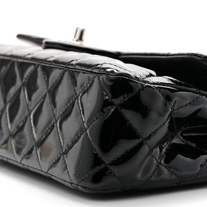 Patent Quilted Medium Double Flap Black