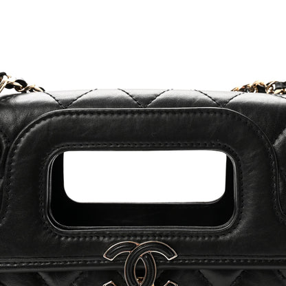 Aged Calfskin Charms Flap Bag Black