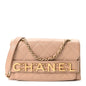 Calfskin Quilted Small Enchained Flap Beige