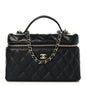 Caviar Quilted Top Handle Slim Vanity With Chain Black