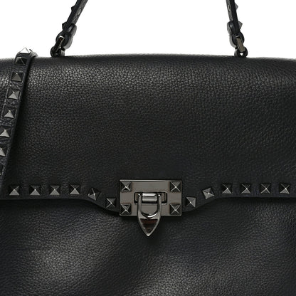 Alce Printed Calfskin Rockstud Top Handle Flap Shoulder Bag Black