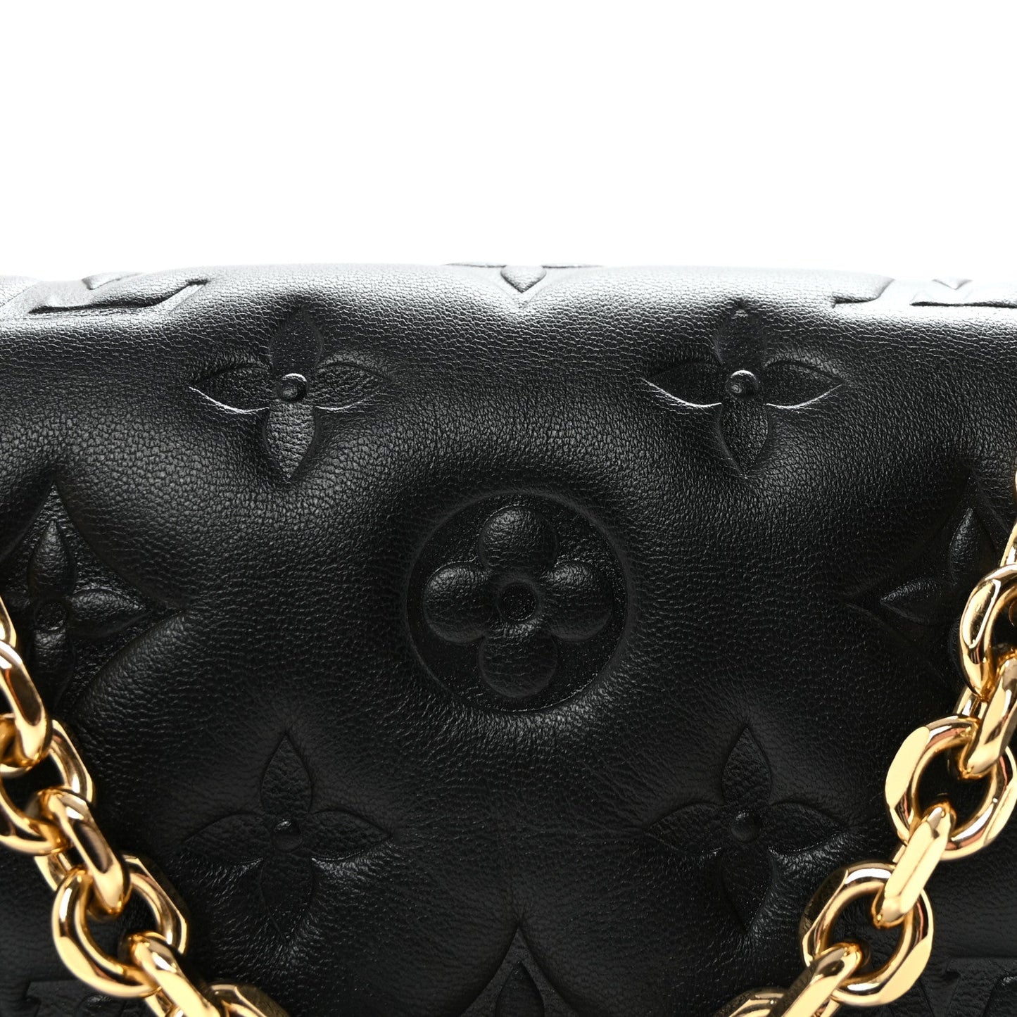 Lambskin Embossed Monogram Pochette Coussin Black