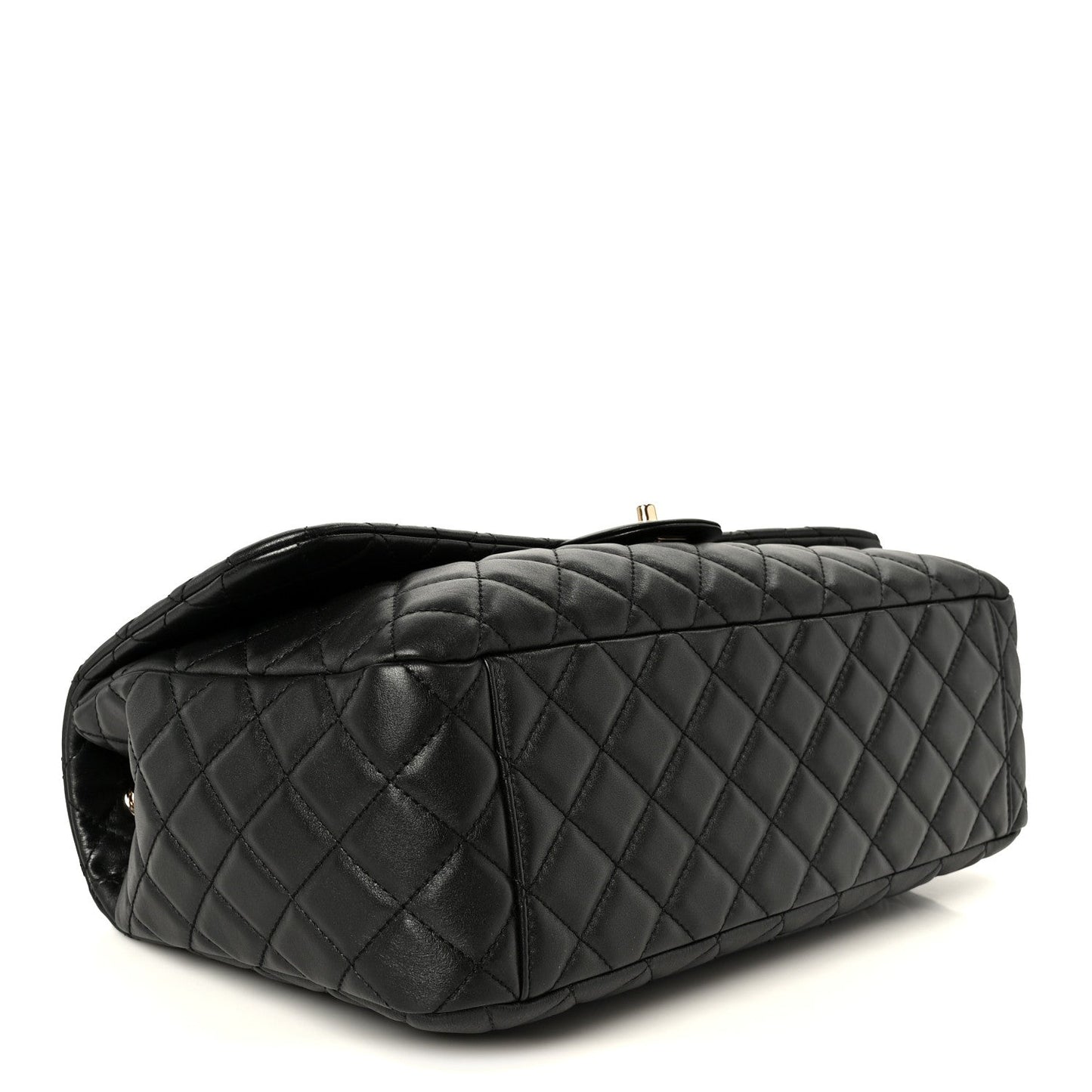 Calfskin Quilted Small XXL Travel Flap Bag Black