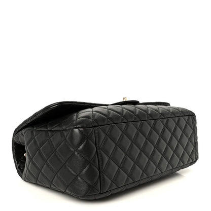Calfskin Quilted Small XXL Travel Flap Bag Black