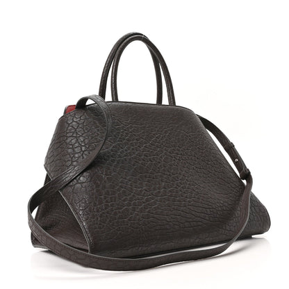 Natural Grain Calfskin Bicolor Large Hug Bag Testa Di Moro Flame Red