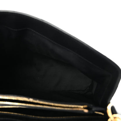 Calfskin Y Quilted Monogram Medium Loulou Chain Satchel Black