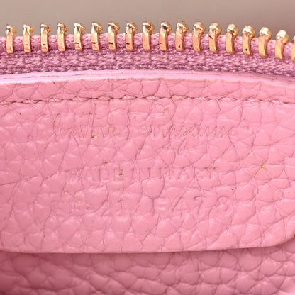 Grained Calfskin Double Handle Small Amy Tote Pink