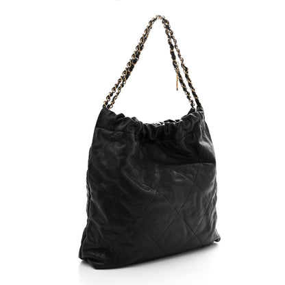Shiny Caviar Quilted Monochrome Small Chanel 22 Black