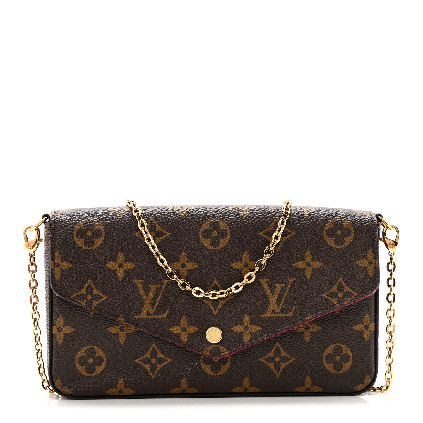 Monogram Pochette Felicie Chain Wallet Fuchsia