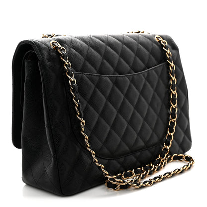 Caviar Quilted Maxi Double Flap Black