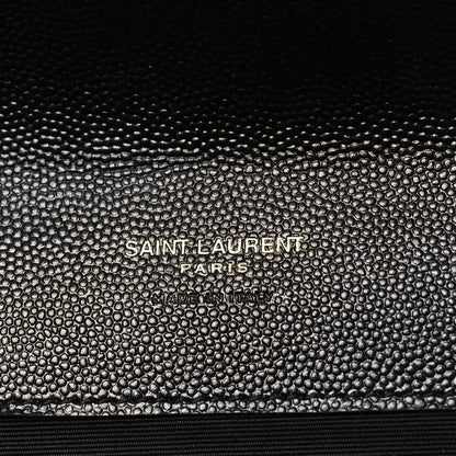 Grain De Poudre Matelasse Chevron Monogram Envelope Clutch Black