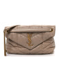 Lambskin Quilted Small Loulou Puffer Monogram Chain Satchel Dark Beige