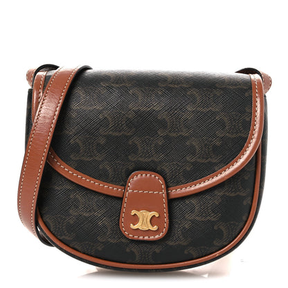 Canvas Calfskin Triomphe Mini Besace Tan