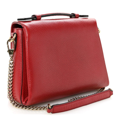 Dollar Calfskin Interlocking G Top Handle Shoulder Bag Red