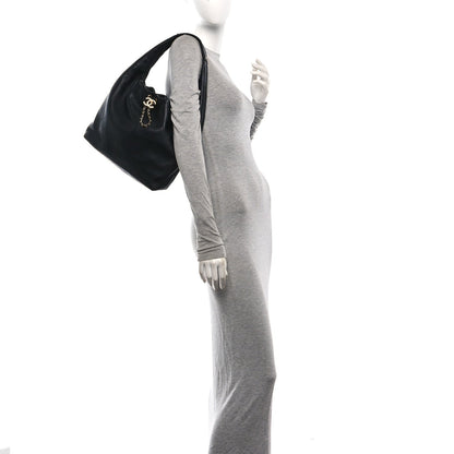 Calfskin Quilted Small Maxi Hobo Black