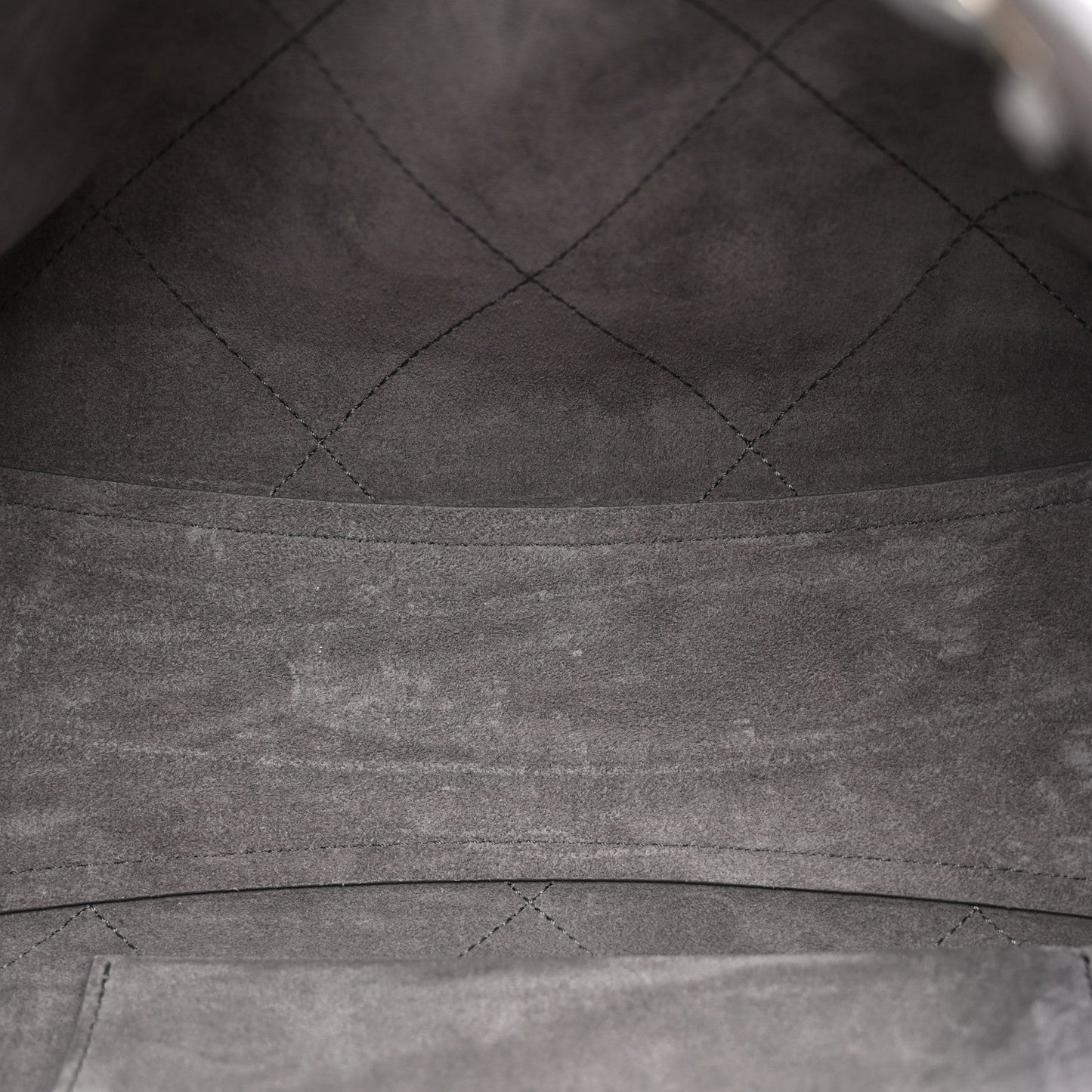 Grained Nubuck Caviar Quilted Large Shopping Bag Grey