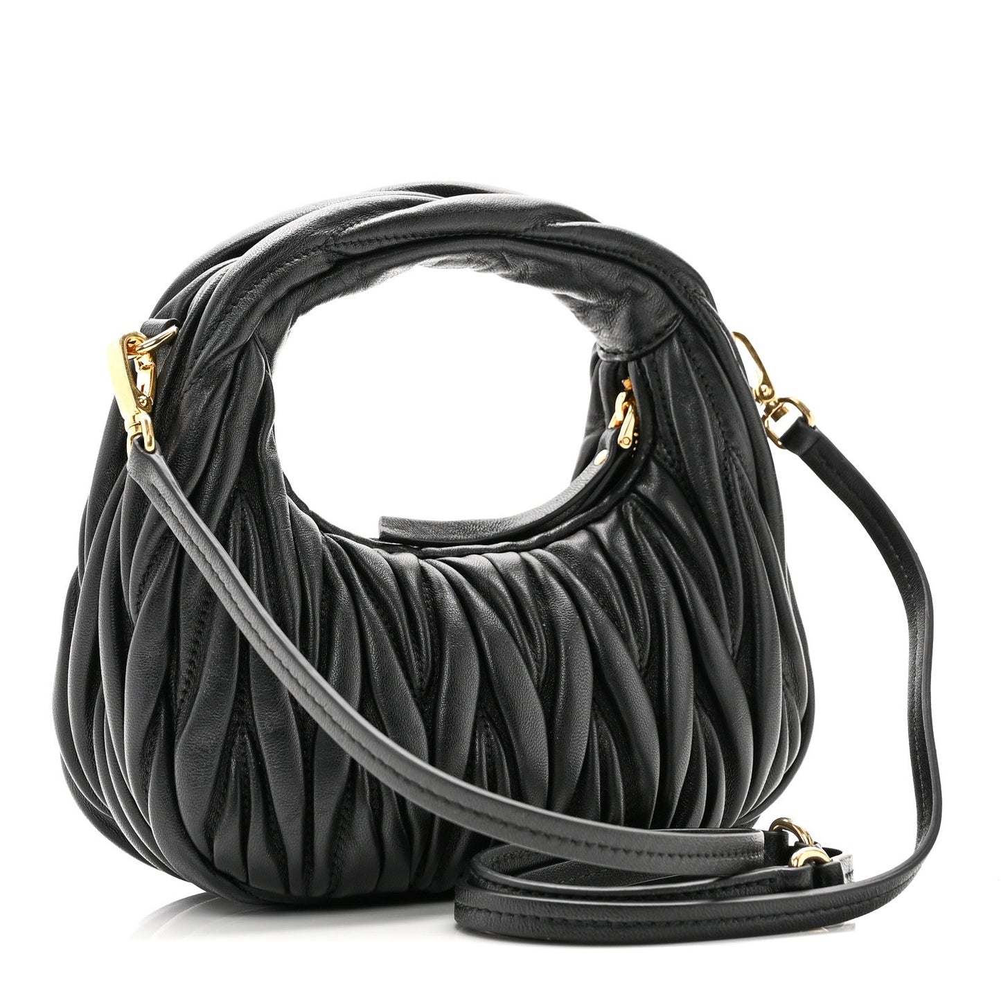 Nappa Matelasse Mini Wander Hobo Black