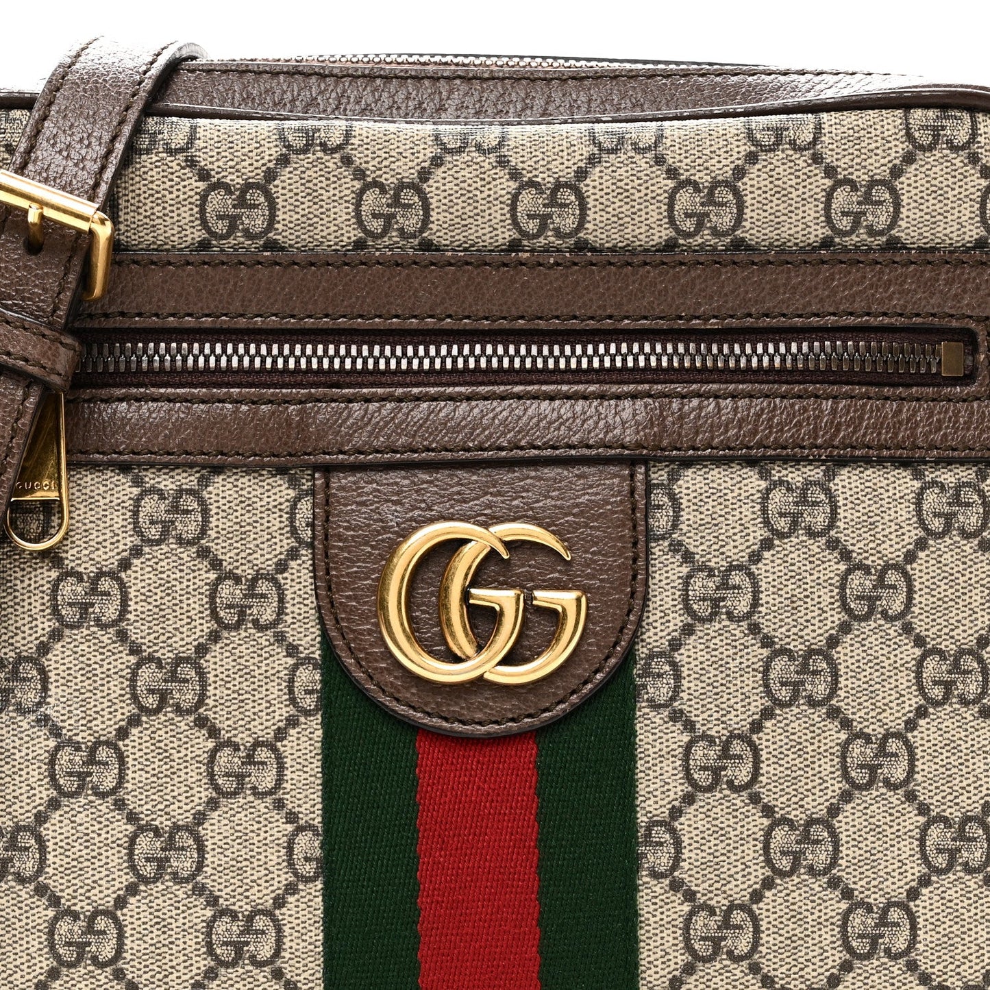 GG Supreme Monogram Web Small Ophidia Messenger Bag Brown
