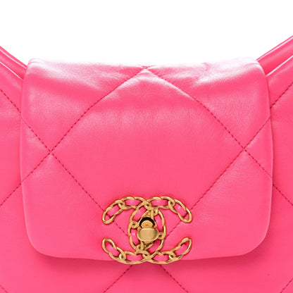 Lambskin Quilted Chanel 19 Hobo Pink