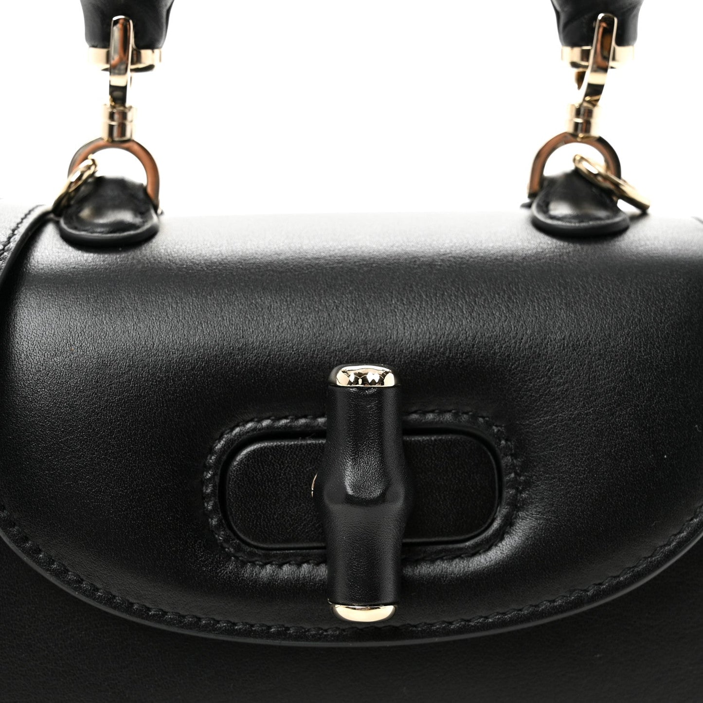 Boarded Dyana Lux Calfskin Mini Bamboo 1947 Top Handle Bag Black