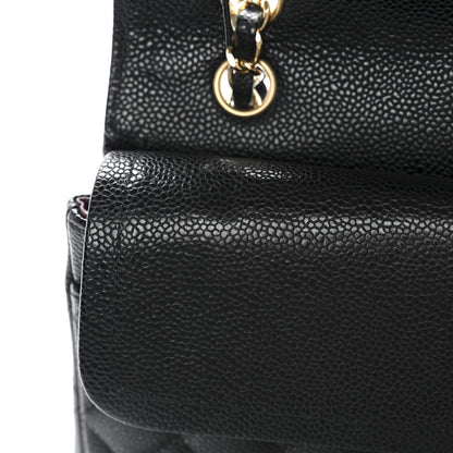 Caviar Quilted Medium Double Flap Black