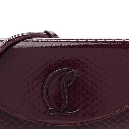 Patent Birdy Snakeskin Embossed Loubi54 Crossbody Clutch Merlot