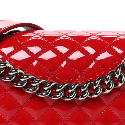 Patent Calfskin New Medium Plexiglass Boy Flap Red