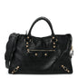 Calfskin Crocodile Embossed Giant 12 Gold Hardware City Black