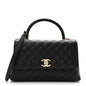 Caviar Quilted Small Coco Handle Flap Black