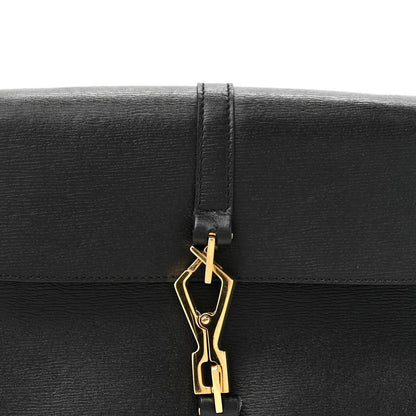 Calfskin Bamboo Handle Jackie O Hobo Black